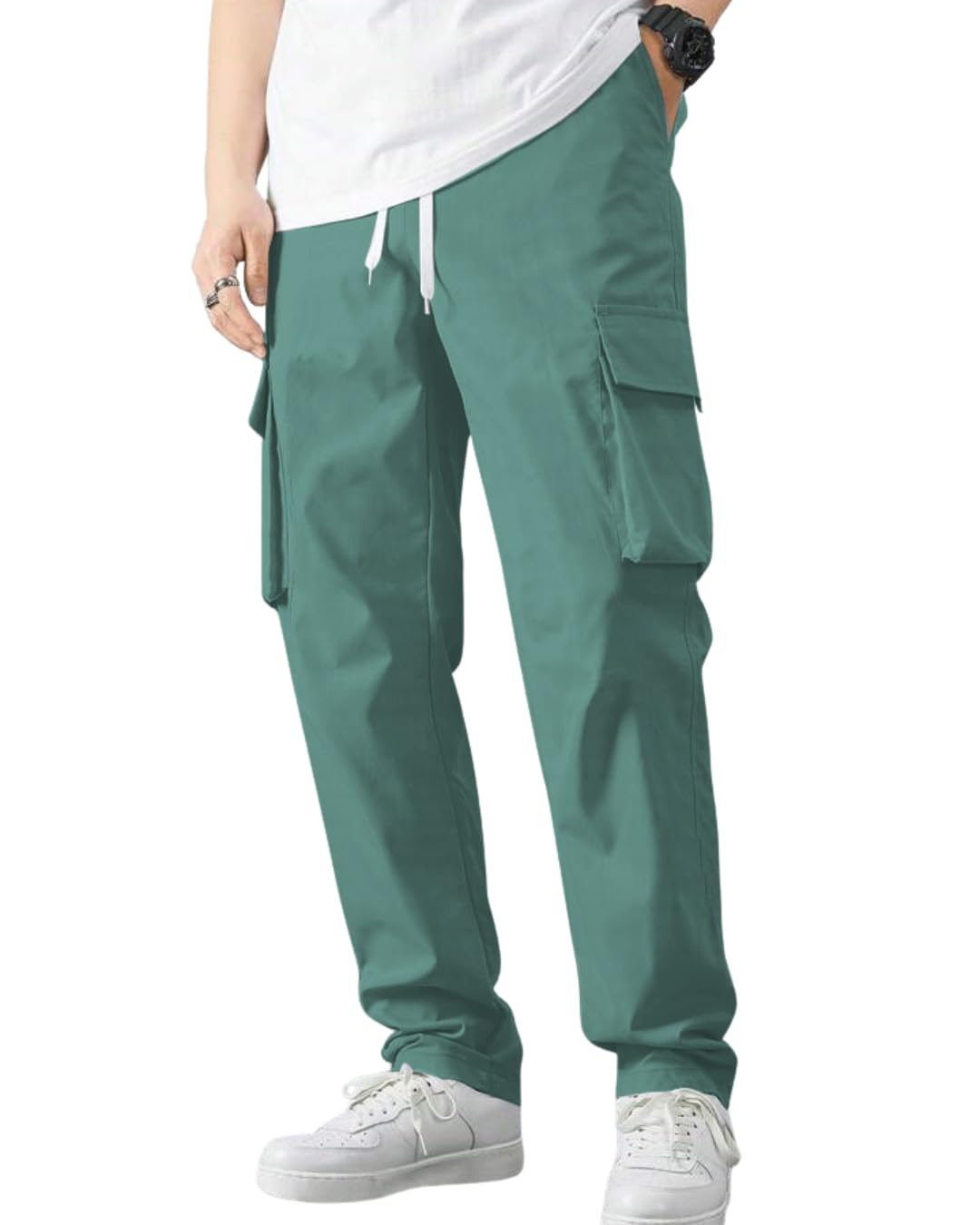 Buy INDICLUB Men's Cotton Lycra Cargo Pants, 5 Pockets, Drawstring